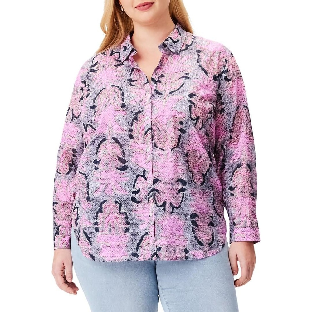 image:imageNICZOE Womens Petal Patch Boyfriend ShirtPink Multi