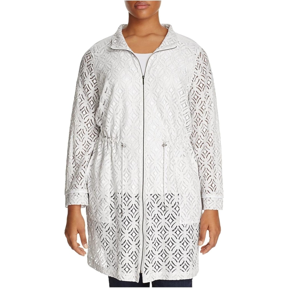 image:imageNICZOE Womens Plus Lace Trench Anorak Jacket Ivory 2X