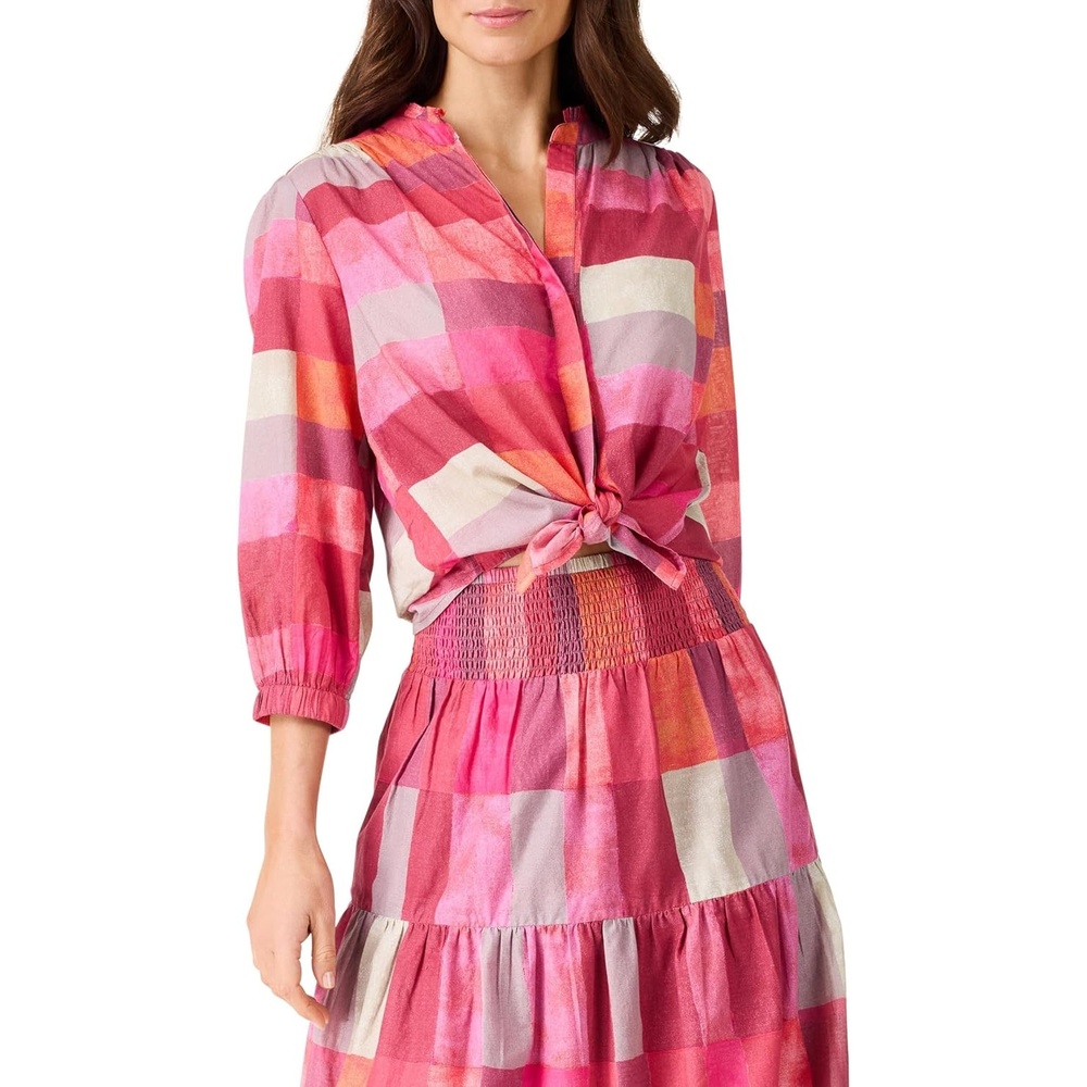 image:imageNICZOE Womens Sunset Plaid Cotton Girlfriend ShirtPink Multi