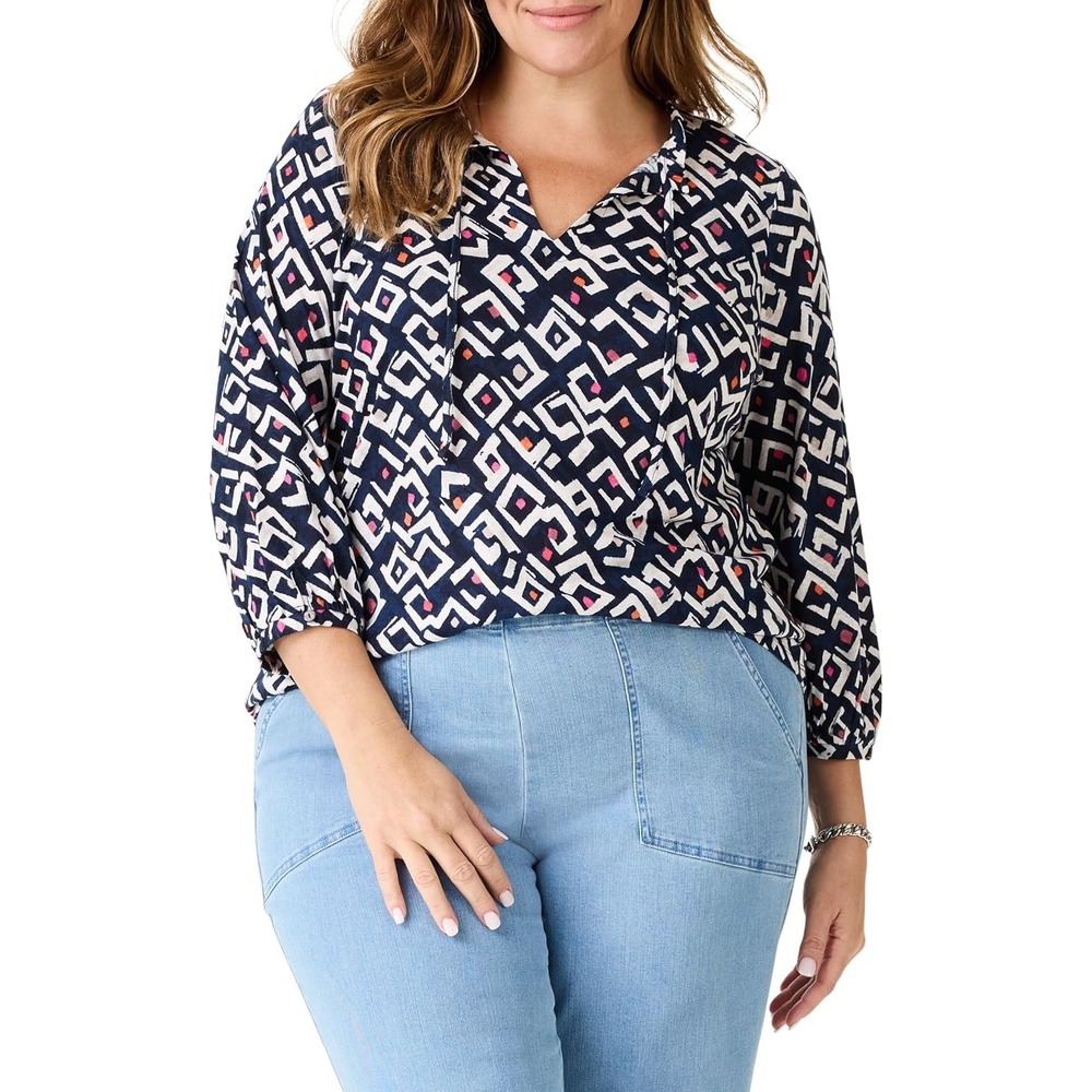 image:imageNICZoe Womens Indigo Angles TopIndigo Multi