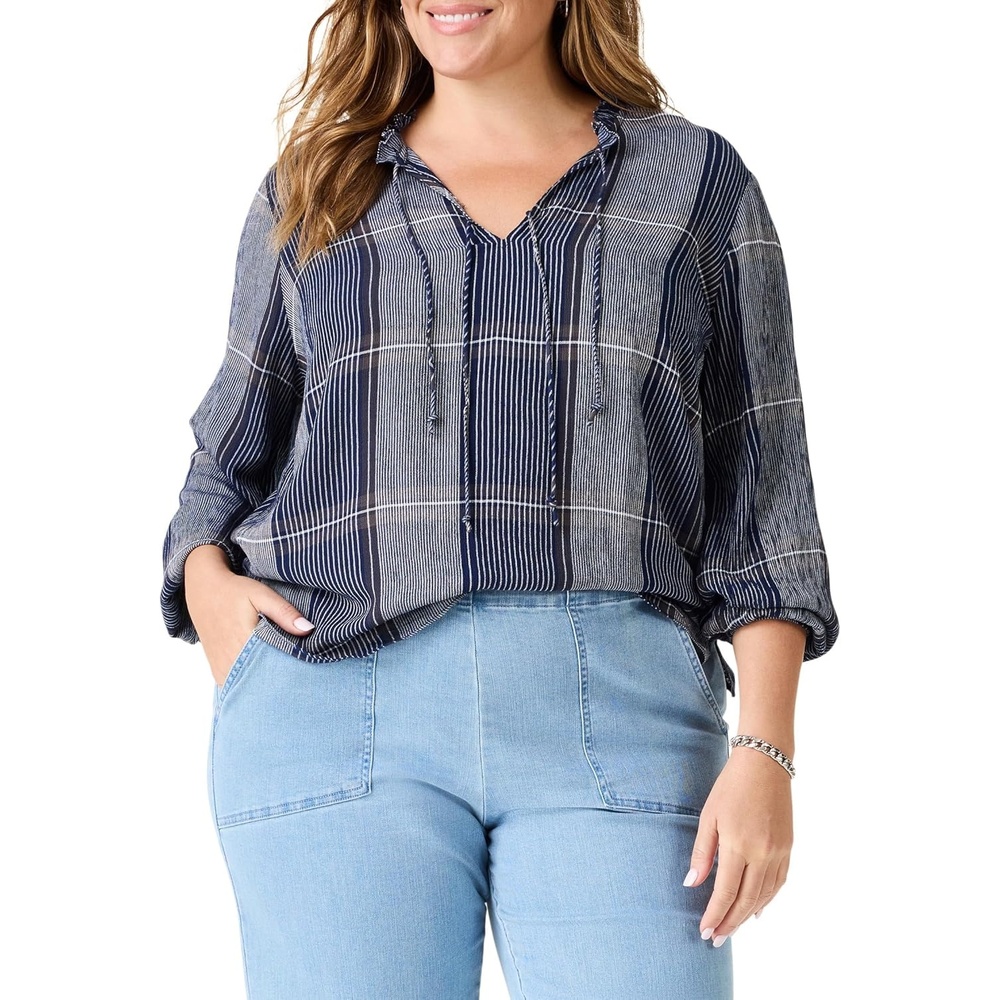 image:imageNICZoe Womens Plus Size Line It Up TopIndigo Multi