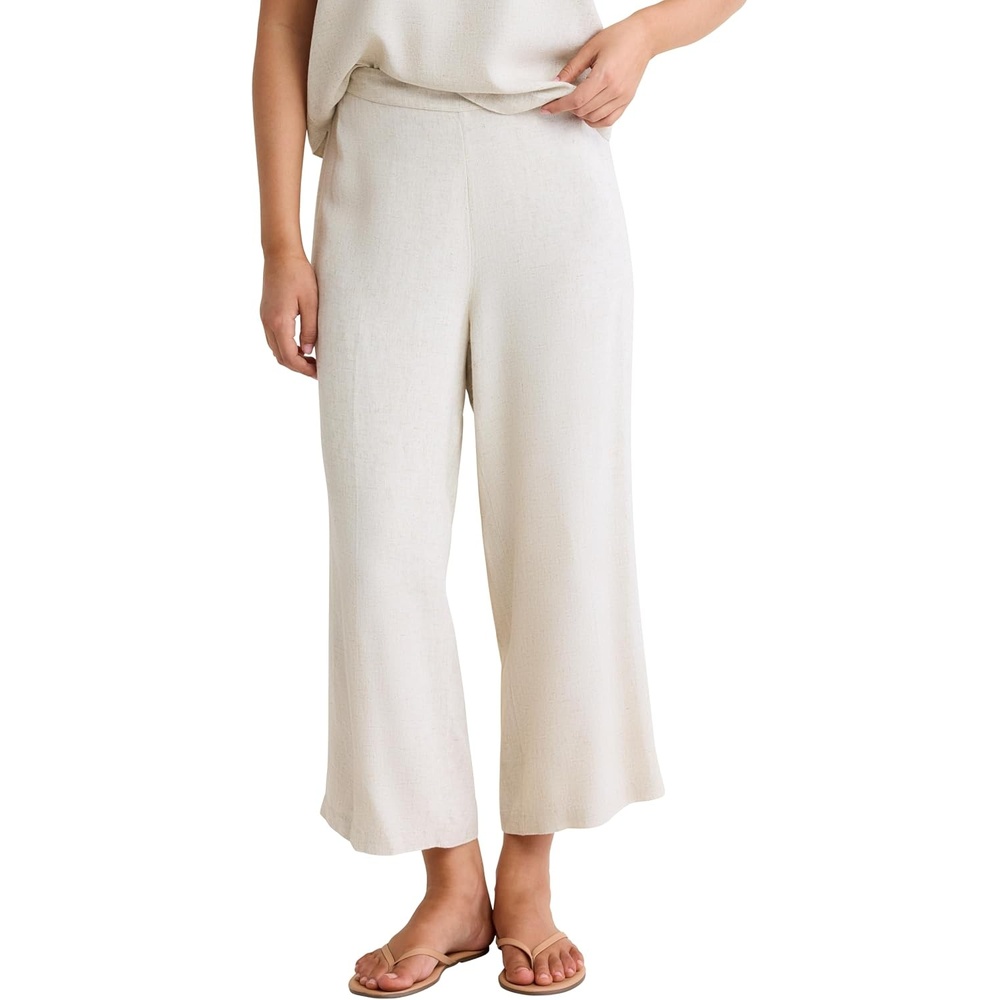image:imageNZ BY NICZoe Womens Dylan Linen Blend Cropped Wide Leg PantSand Dune