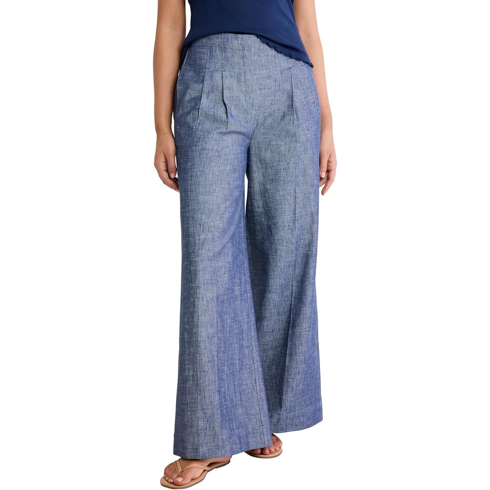 image:imageNZ BY NICZoe Womens Ellis Chambray Cotton Wide Leg TrouserBlue Indigo